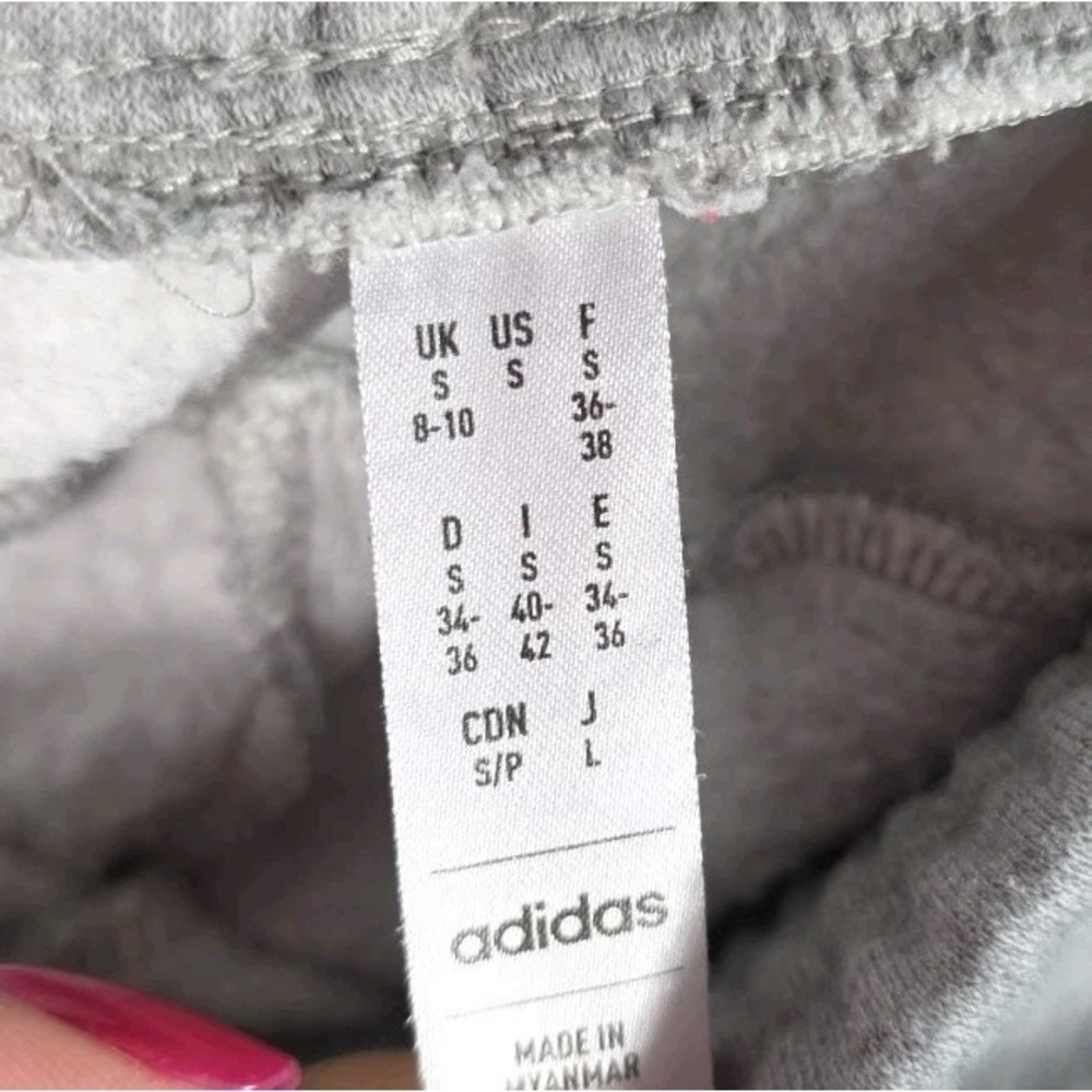 Adidas Women's Gray 3 Stripe Jogger Sweatpants Size S Fleece Athletic Pants - Picture 6 of 8